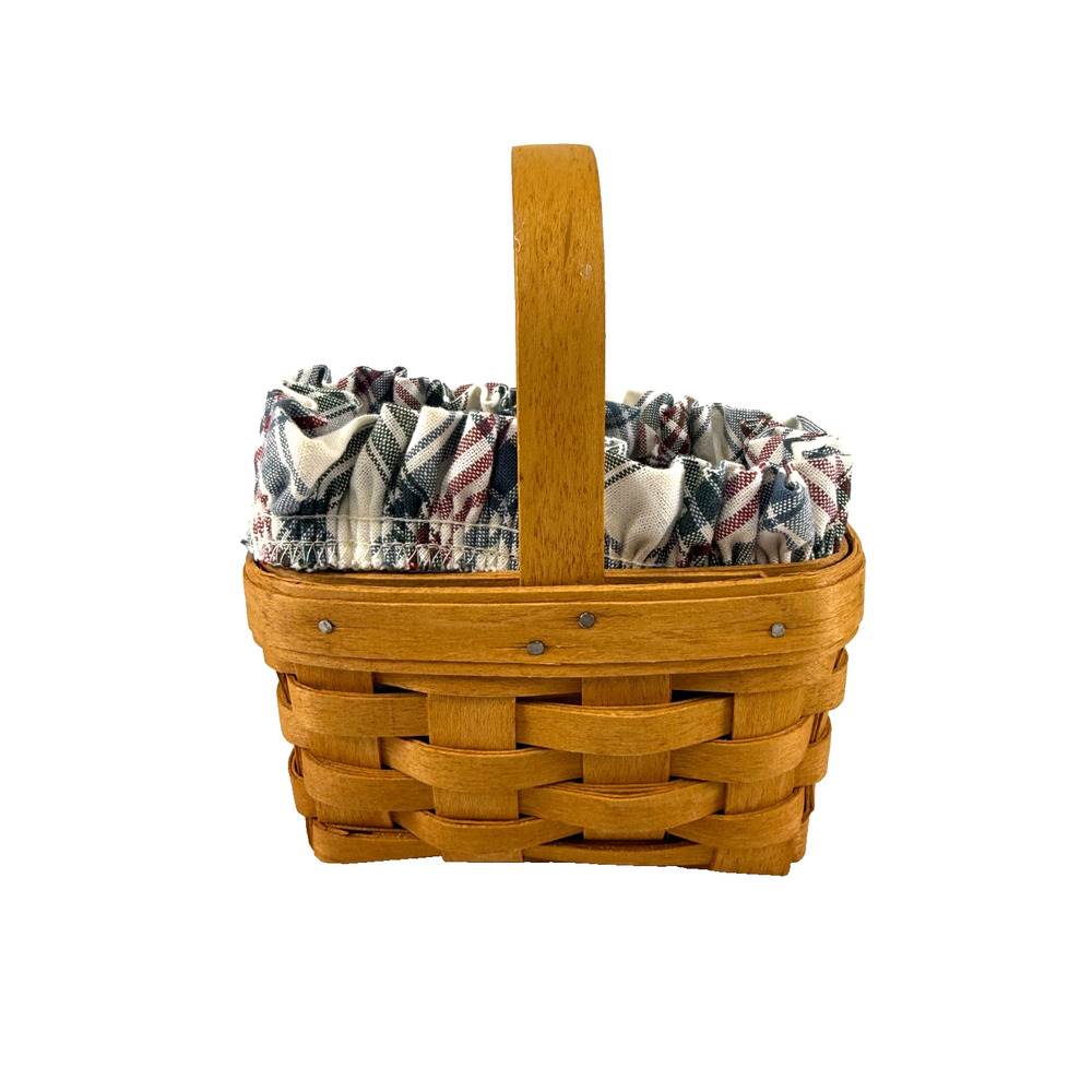 1995 Longaberger Horizon of Hope Basket w/Plaid Liner & Protector 5.75L 3.75W 3H